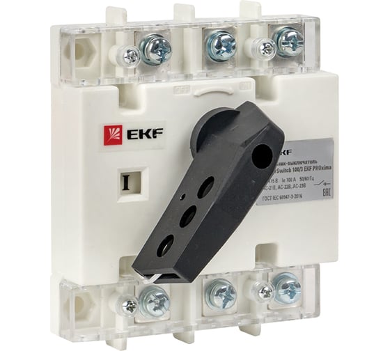 Изображение товара Рубильник-выключатель EKF 100A 3P с рукояткой PowerSwitch PROxima psds-100-3