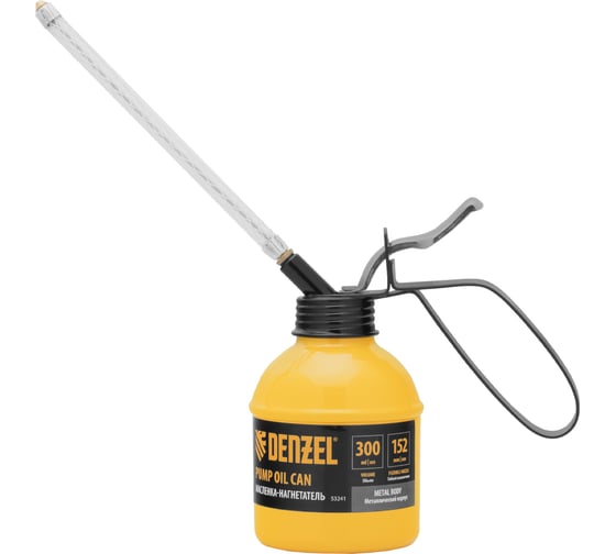 Изображение товара Масленка-нагнетатель Denzel металлический корпус, 0.3 л, гибкий наконечник 53241