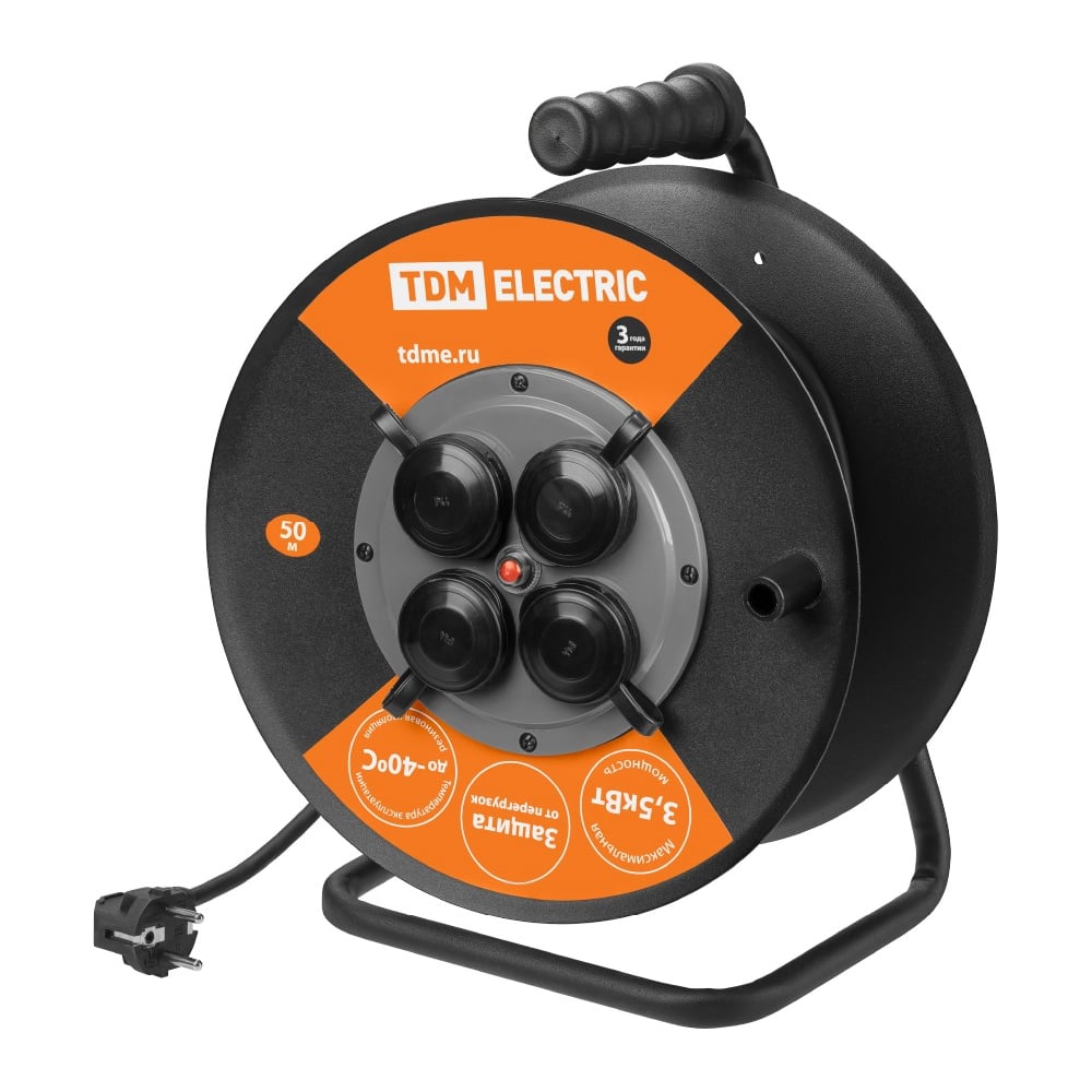 Изображение товара Силовой удлинитель TDM ELECTRIC УХз16-004 металлическая катушка 50м