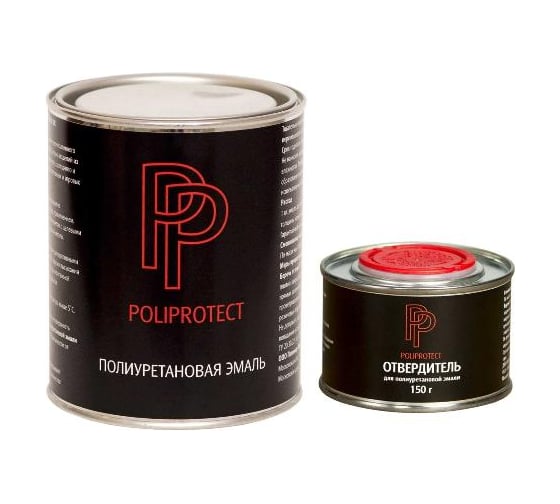Изображение товара Эмаль полиуретановая POLIPROTECT 2К серая комплект 850 г + 150 г 1РРКПср