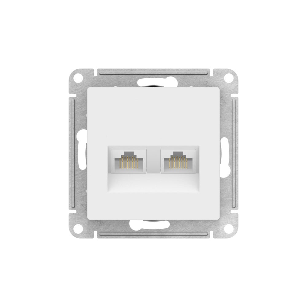 Изображение товара Механизм двойной розетки Systeme Electric GLOSSA PRO RJ11+RJ45, кат.5E, белый