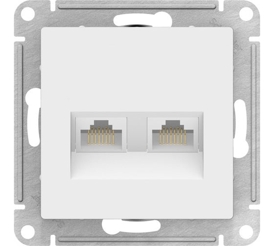 Изображение товара Механизм двойной розетки Systeme Electric GLOSSA PRO RJ11+RJ45, кат.5E, белый GSL000185RU