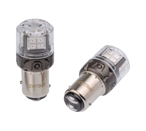 Изображение товара Светодиодная лампа Optima Light P21/5W Optima Premium LED ОНИКС, RED, 200Lm, 12V, (BAY15D), комплект 2 шт O-P21/5W-R