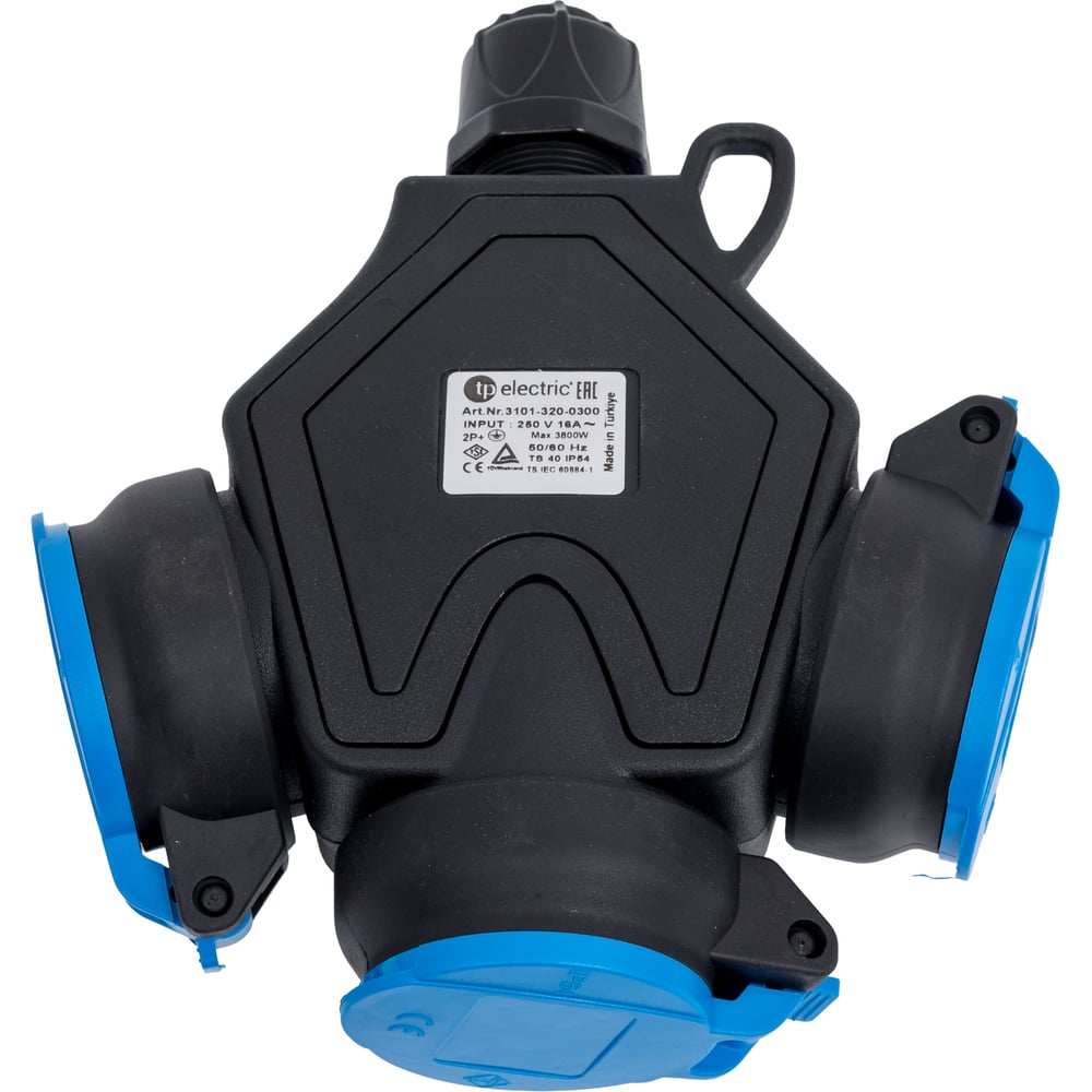 Изображение товара Кабельный тройник с заглушками TP Electric 16A IP54 3 розетки бытовой