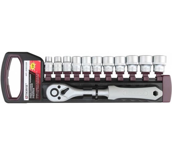 Изображение товара Набор головок торцевых с трещоточной рукояткой THORVIK 3/8DR, 8-19 мм, 12 предметов S12S1112SP 054370