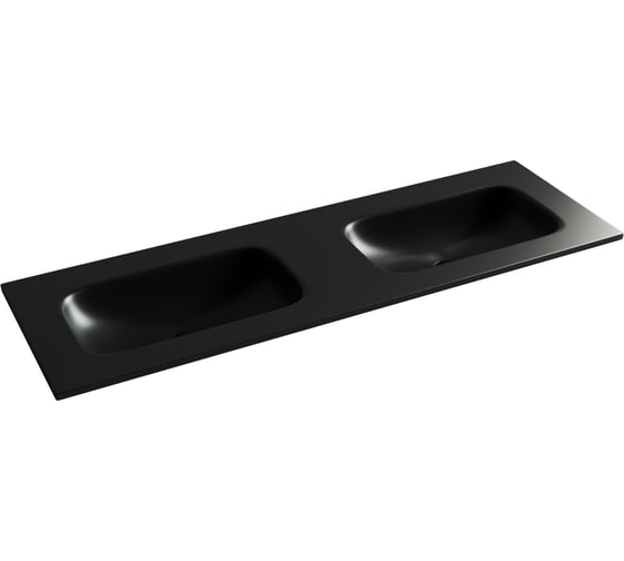 Изображение товара Раковина накладная мебельная Ceramicanova Grace прямоугольная 1410x457x137 с двумя чашами без отверстий под смеситель цвет черный матовый CN7022MBwx