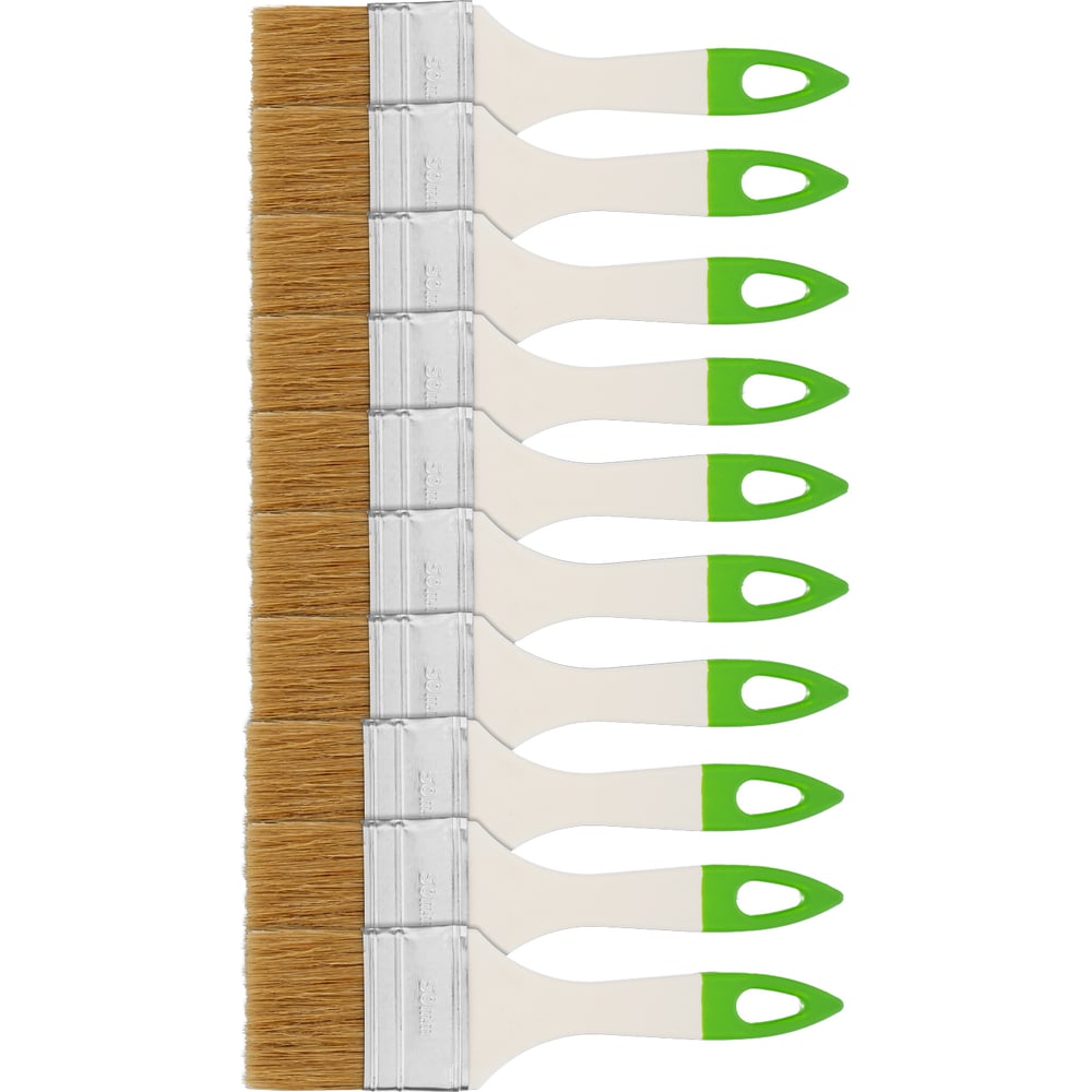 Изображение товара Кисть флейцевая 50х8 натуральная щетина пластиковая ручка комплект 10 шт