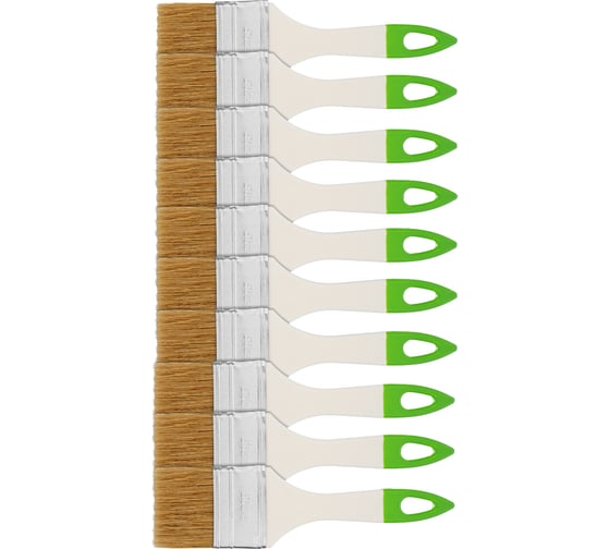 Изображение товара Кисть флейцевая, 50х8, натуральная щетина, пластиковая ручка, 10шт СИБРТЕХ 82580