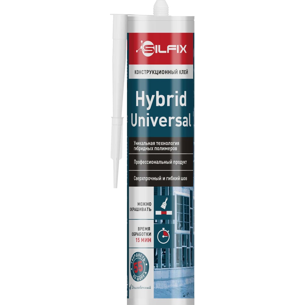 Изображение товара Конструкционный клей Sila SilFix Hybrid Universal белый, 280 мл, SHUW280