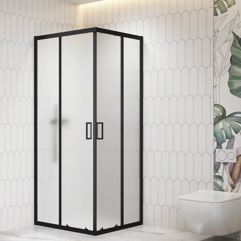 Изображение товара Душевой уголок RGW 90*90*195 CL-36-B квадратный черный из стекла 6 мм