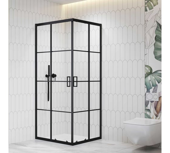 Изображение товара Душевой уголок RGW 80*80*195 PA-34-B Квадрат/Чёрный/Прозрачное(Принт)/6 мм 06083488-84
