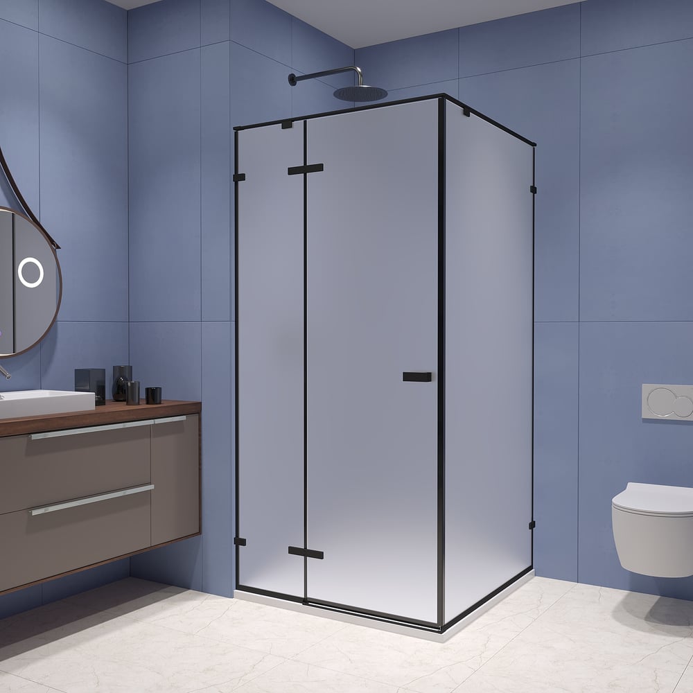 Изображение товара Душевой уголок RGW 100*100*200 SV-030-B черный матовый стекло 8 мм