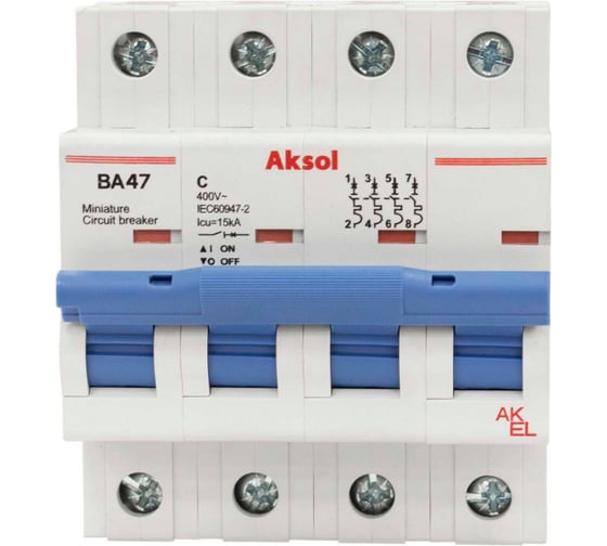 Изображение товара Автоматический выключатель AKEL ВА47-MCB-L-AKSOL-4P-C3-AC 503403
