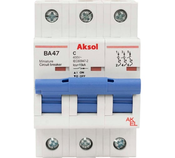 Изображение товара Автоматический выключатель AKEL ВА47-MCB-L-AKSOL-3P-C4-AC 503304