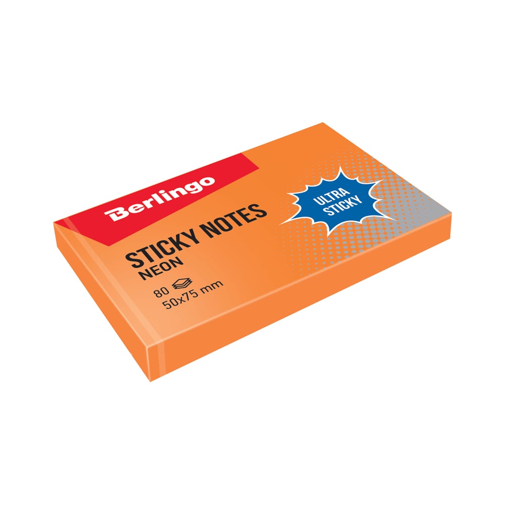 Изображение товара Самоклеящийся блок BERLINGO Ultra Sticky 75x75 мм зеленый неон
