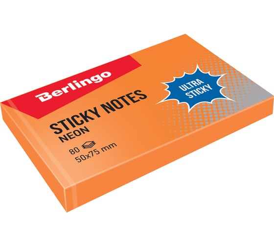 Изображение товара Самоклеящийся блок BERLINGO Ultra Sticky 75x75 мм, 80 листов, в клетку, зеленый неон LSn_39701