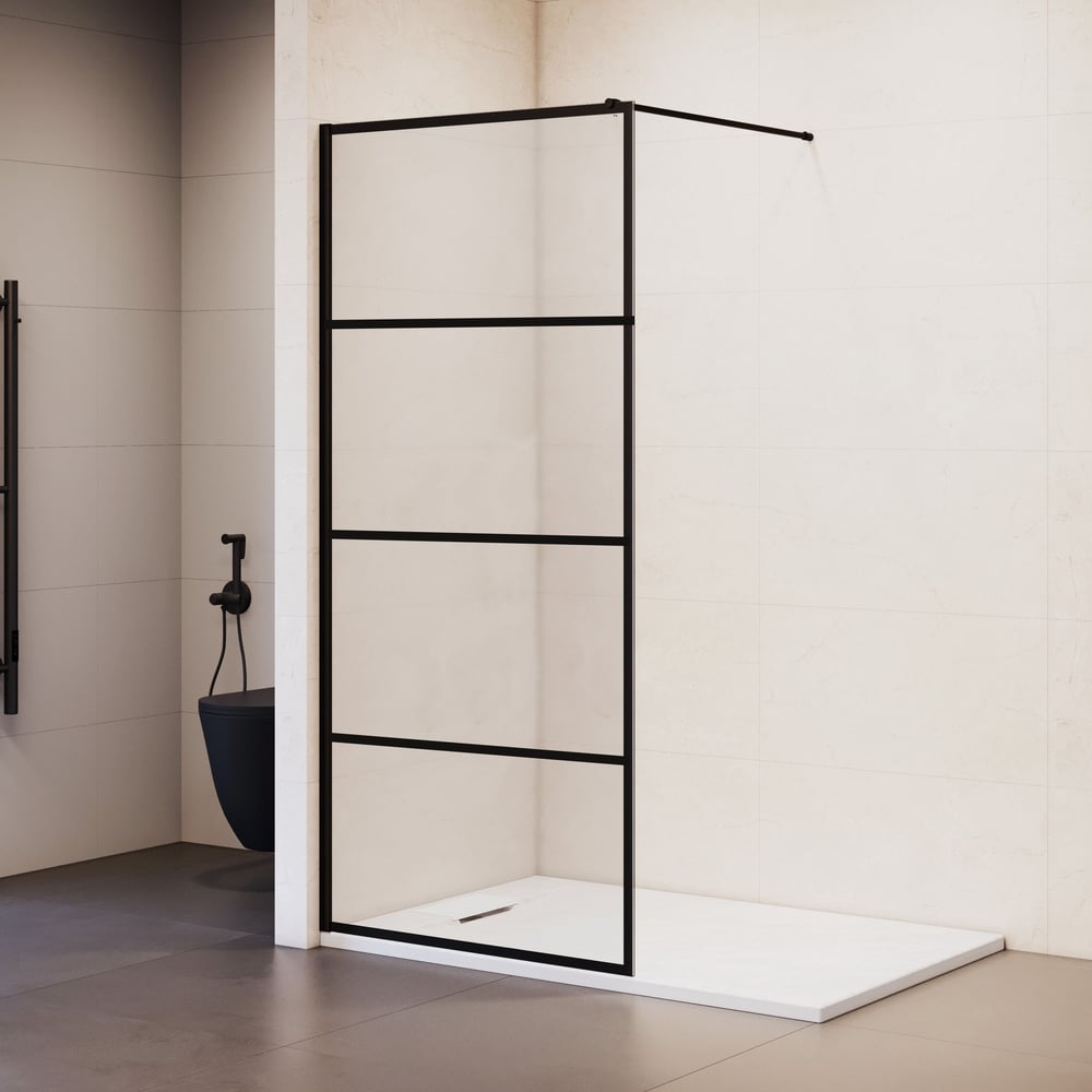 Изображение товара Душевая перегородка RGW 60x200 черная прозрачная 8 мм регулируемая