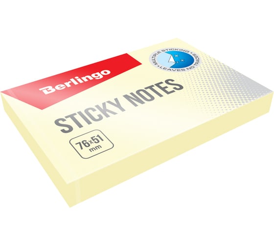 Изображение товара Самоклеящийся блок BERLINGO Standard 76x51 мм, 100 листов, желтый HN7651SGe