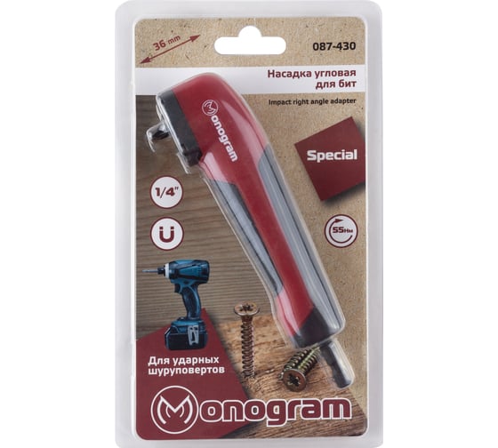 Изображение товара Насадка угловая для бит 1/4" MONOGRAM 087-430