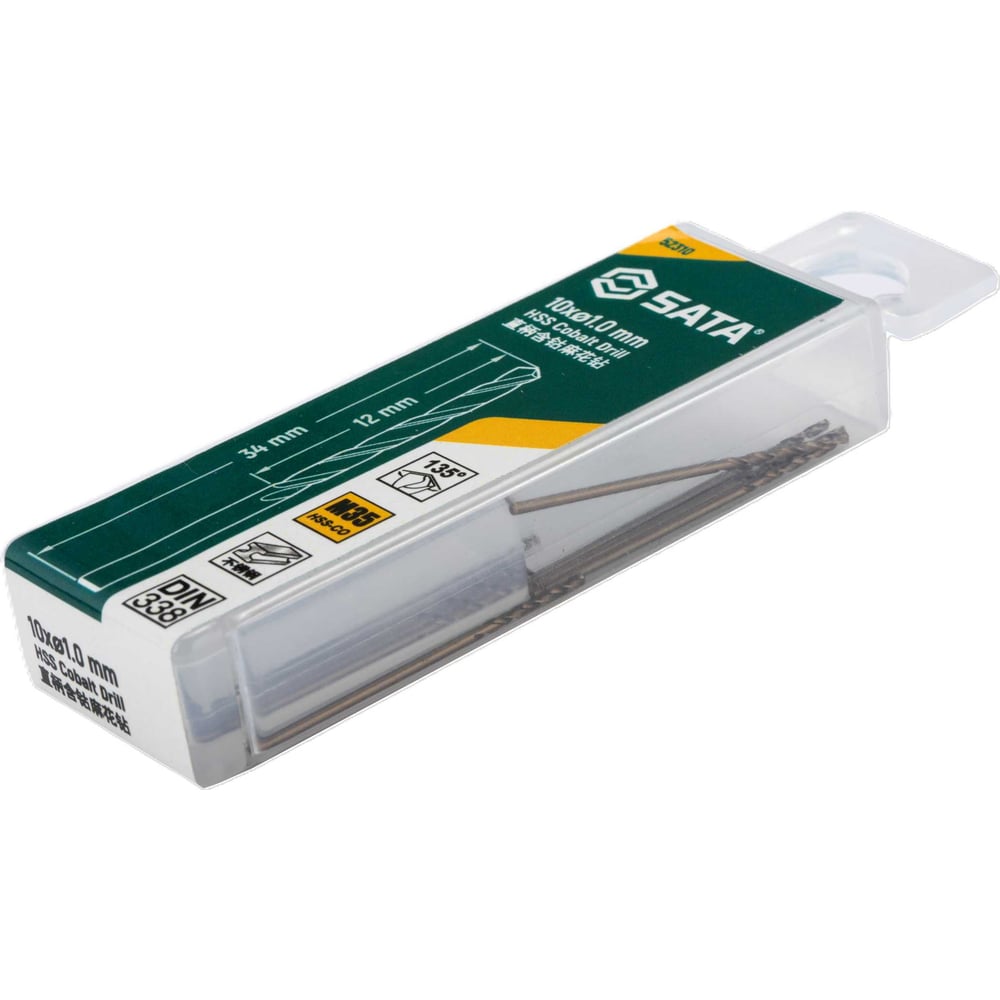 Изображение товара Сверло по металлу SATA 4.5 мм кобальт 5% 10 шт, спиральное, для металлов
