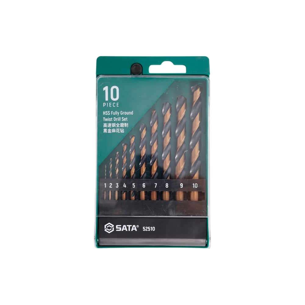 Изображение товара Набор сверл по металлу 10 шт диаметр 1-10 мм SATA DIN 338 HSS