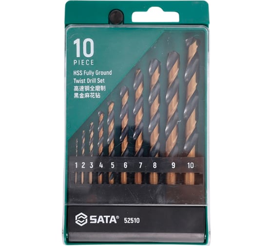Изображение товара Набор сверел по металлу, 10 шт, 1-10 мм SATA 52510