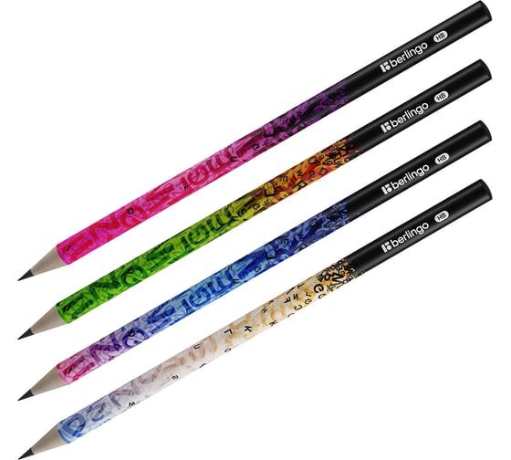 Изображение товара Чернографитный карандаш BERLINGO xFiles HB, круглый, заточенный, ассорти BP00870