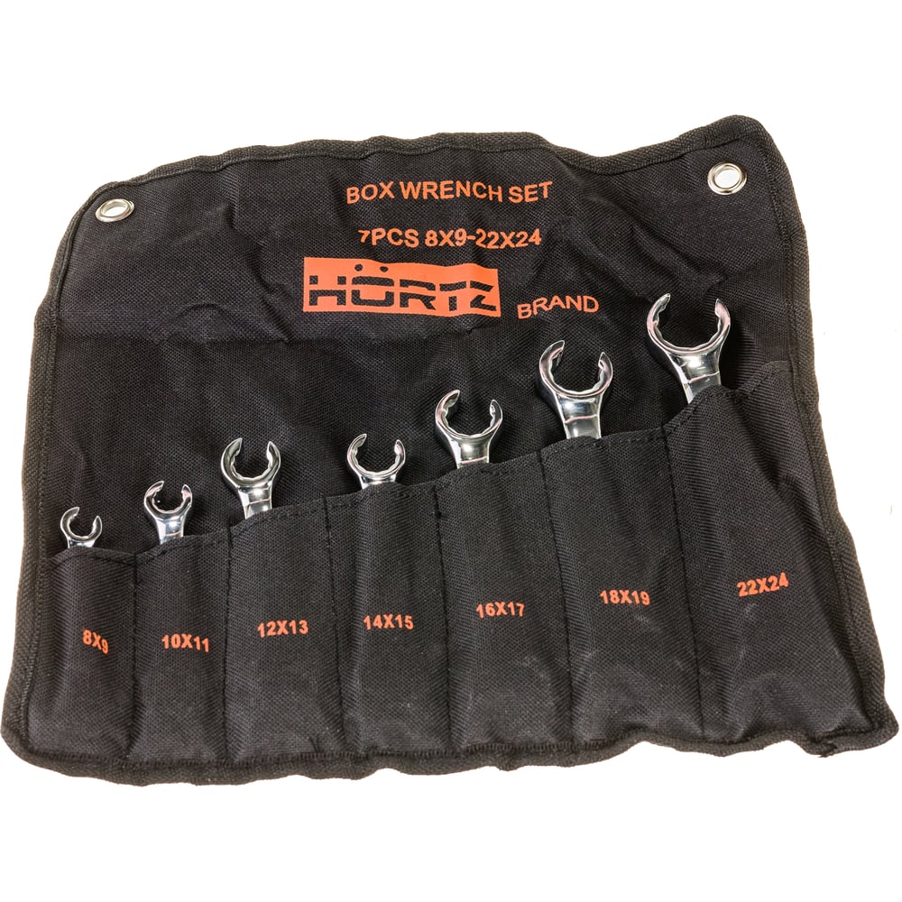Изображение товара Набор разрезных двусторонних ключей HORTZ 7 шт 8-24 мм хромированные