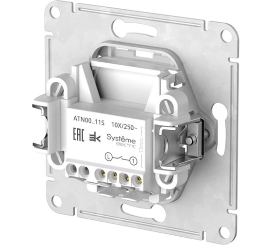 Изображение товара Механизм 1-клавишного выключателя Systeme Electric ATLASDESIGN, сх.1, 10 АХ, быстрозажимная клемма, БЕЛЫЙ ATN000111S