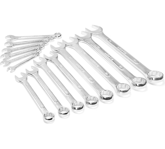 Изображение товара Набор комбинированных ключей HORTZ 14 штук, 10-36 мм, хромированные HOR 1017898
