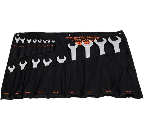 Изображение товара Набор комбинированных ключей HORTZ 17 штук, 8-55, хромированные HOR 996894