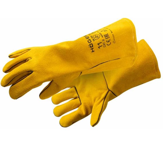 Изображение товара Перчатки кожаные сварочные HOEGERT TECHNIK KANDEL MIG MAG, цвет желтый, размер 9 HT5K736-9