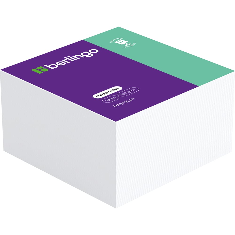 Изображение товара Блок для записи BERLINGO Premium 9х9х4.5 см белый