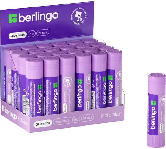 Изображение товара Клей-карандаш Berlingo Indicator, 08г, 24 шт в упаковке, с цветным индикатором K1514