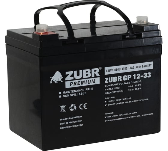 Изображение товара Аккумуляторная батарея ZUBR GP 12V 33Ah, Китай GP12-33(ZUBR)