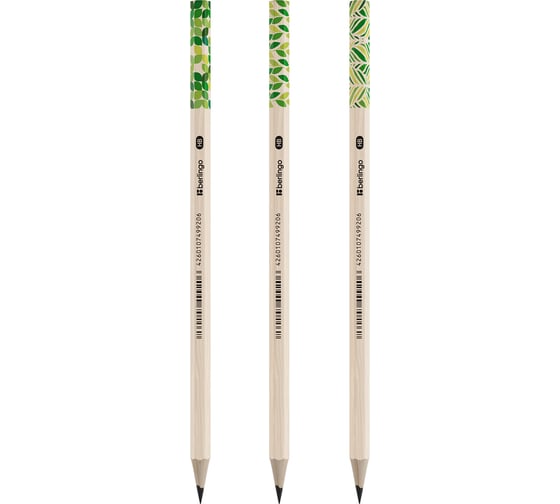 Изображение товара Чернографитный карандаш BERLINGO Green Series HB, шестигранный, заточенный, пластик, ассорти BP00860