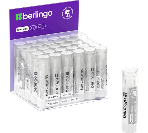 Изображение товара Клей-карандаш BERLINGO Aqua 8 г, прозрачный FPp_08000