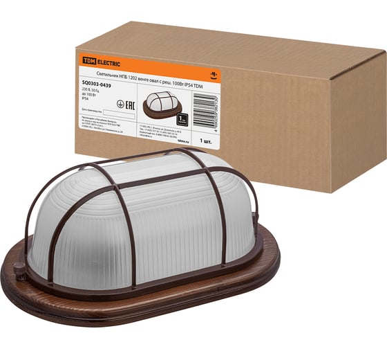 Изображение товара Светильник TDM ELECTRIC НПБ1202 венге овал с решеткой 100Вт IP54 SQ0303-0439