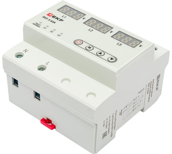 Изображение товара Реле выбора фаз с дисплеем EKF RVF-3-63А PROxima RVF-3-63a