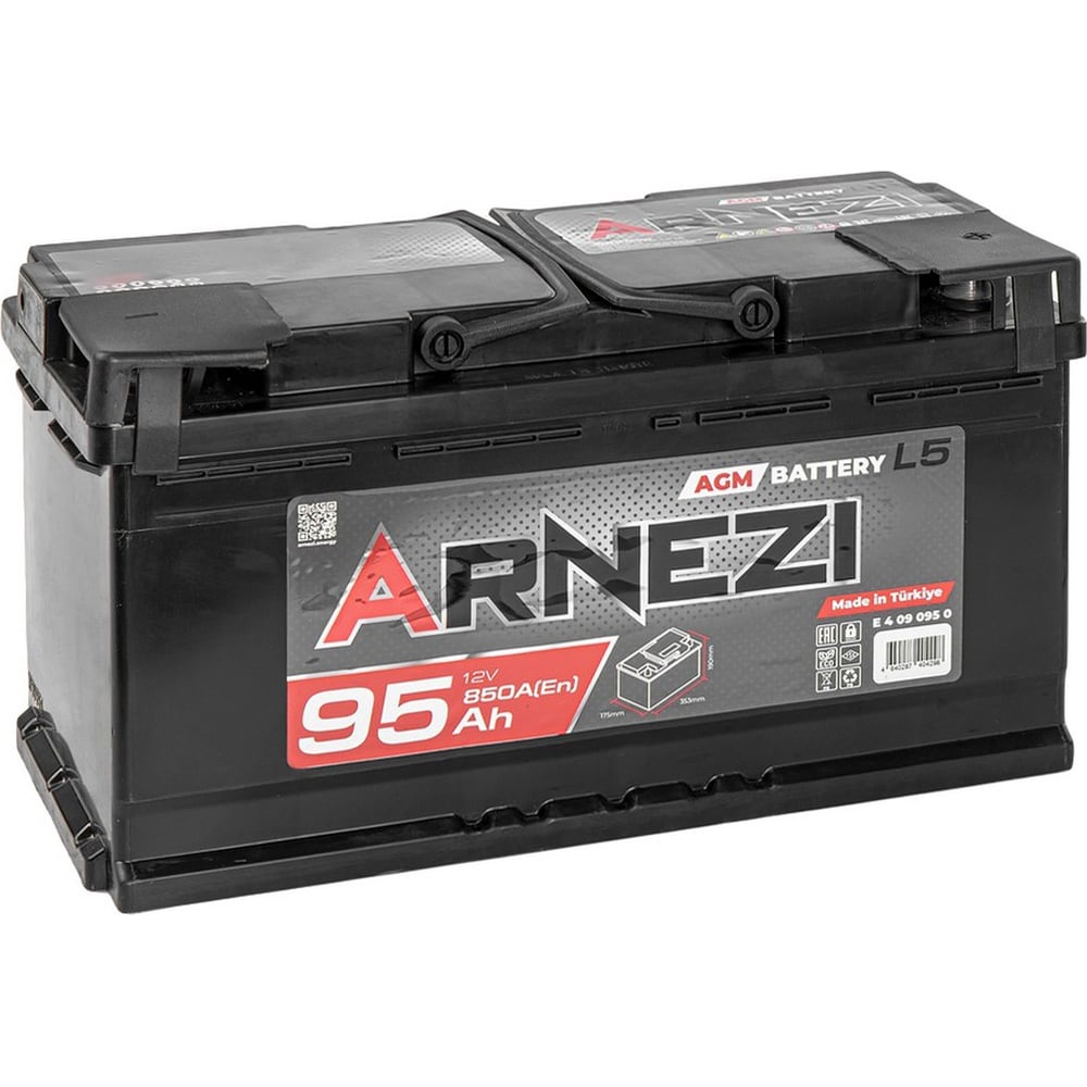 Изображение товара Аккумулятор Arnezi AGM Start-stop 95 Ач обратный R+ 353x175x190 мм