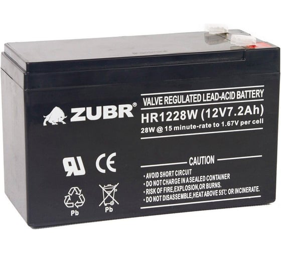 Изображение товара Аккумуляторная батарея ZUBR HR12-28W 12V7.2 Ah HR12-28W(ZUBR)