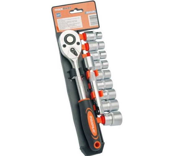 Изображение товара Набор торцевых головок с трещоткой и удлинителем MAXPILER (11 предметов, 1/2") MXT-12-SET