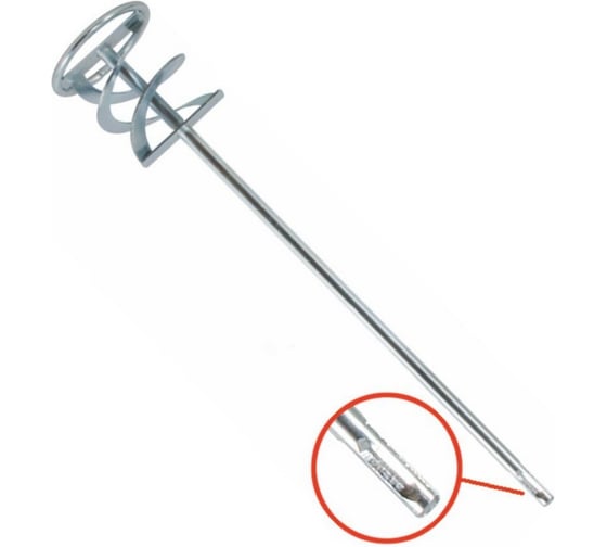 Изображение товара Миксер для строительных смесей ДЕД БАНЗАЙ 80x400x10 мм, SDS PLUS хвостовик, 500 об/мин, 2 шт 04258К