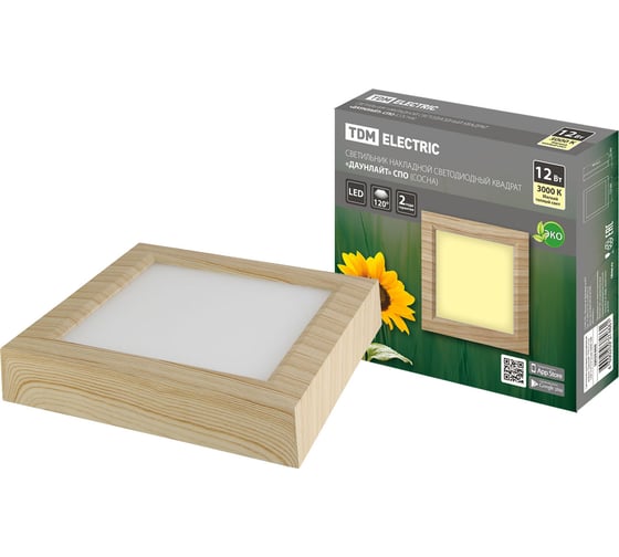 Изображение товара Накладной светодиодный светильник TDM ELECTRIC Даунлайт СПО сосна 12 Вт 170*170*32 мм 3000К SQ0329-0420