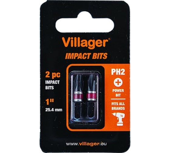 Изображение товара Биты для шуруповерта Villager PH2, 25 мм 059888