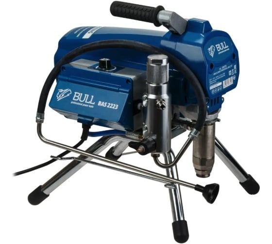 Изображение товара Безвоздушный окрасочный аппарат BULL BAS 2223 в коробке, бесщеточный, 1300 Вт, 2,3 л/мин, 220 бар 1304755