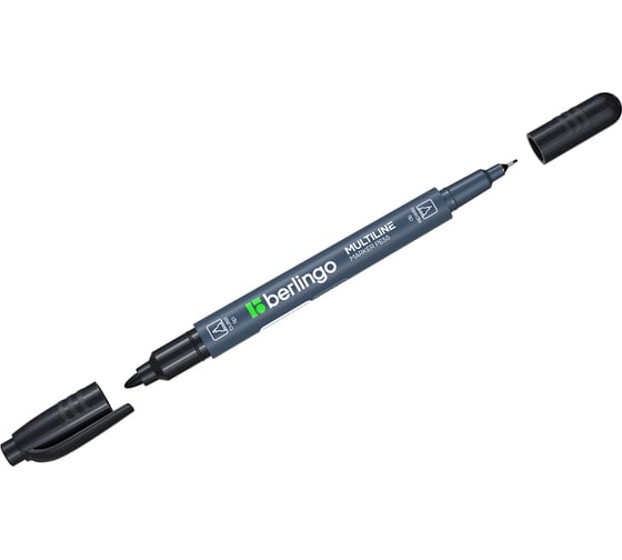 Изображение товара Маркер перманентный двухсторонний Berlingo "Multiline PE55" черный, пулевидный, 0,5/1мм, 10 шт. BMd_07101