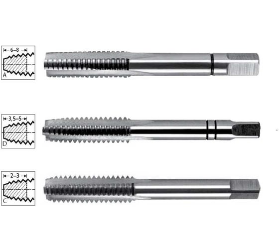 Изображение товара Метчик ручной ToolPro (компл. из 3-х шт) M2x0,4 HSS-Е DIN352 ISO 2(6H) 12 006 002