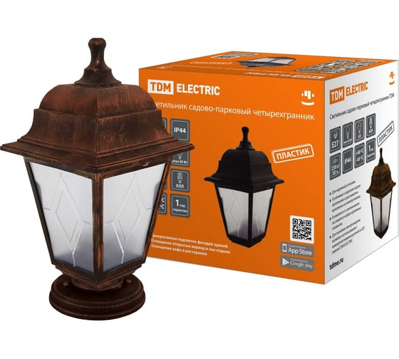 Изображение товара Садово-парковый светильник TDM ELECTRIC НТУ 04-60-001 четырехгранный, напольный, медь SQ0330-0788