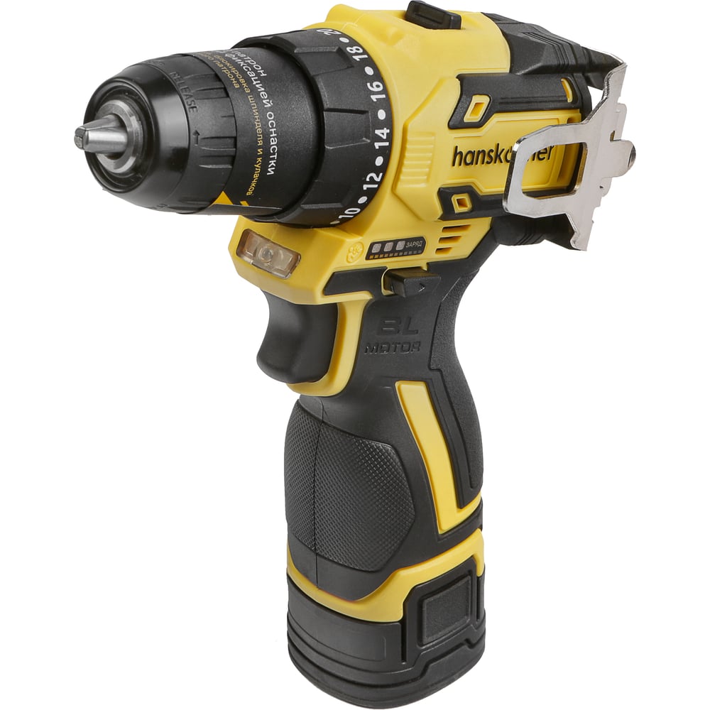 Изображение товара Дрель аккумуляторная Hanskonner б/щ PLATINUM, 14, 4В, 45Нм, 2x2.0Ач, 10мм, пл.патрон HCD1645SC